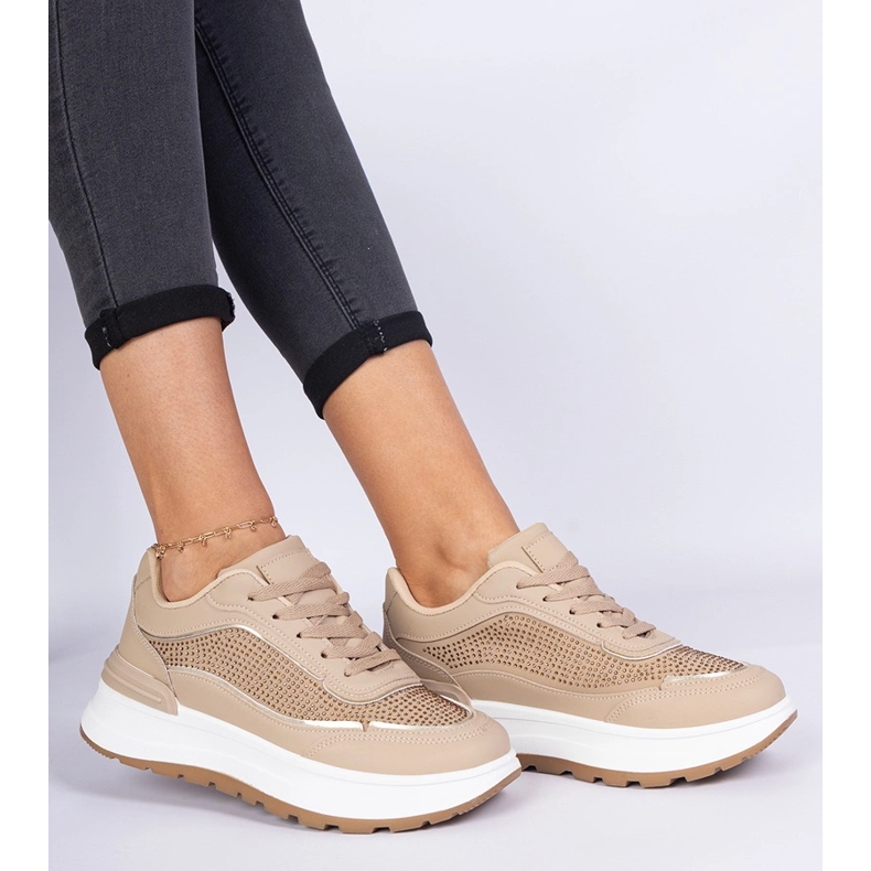 Barna női cipők cirkonokkal 1