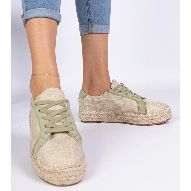 Zöld női csipke -Up Espadrilles 1 Zöld női csipke -Up Espadrilles 1