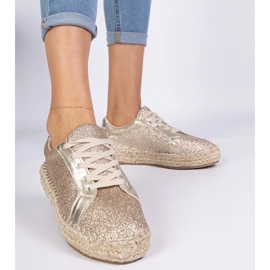 Arany női espadrilles csillogással díszített aranysárga 1