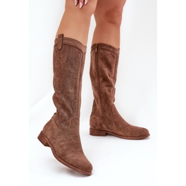 S.Barski Csizma nyitott, lapos sarkú S. Barski Hy51-860 barna 2