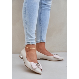 Laura Messi Elegáns bőr női szivattyúk Laurea Messi 2893 bézs íj 1