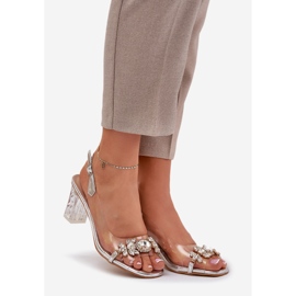 S.Barski Elegáns szandál az oszlopon ezüst D &amp; A MR38-444 dekorációkkal 1