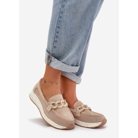 S.Barski Suede Loafers a platformon D&amp;A TW552 bézs lánccal 1