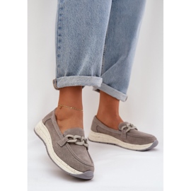 S.Barski Suede Loafers a platformon D&amp;A TW552 szürke lánccal 2