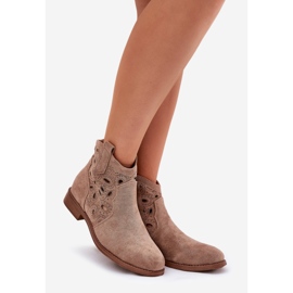 Női szabadmunka csizma bézs cipzárral S.Barski Hy42-081 1