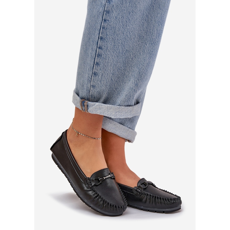 S.Barski Lapos bőrkosárok, S. Barski LR51-547 díszjével ellátott fekete 1