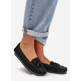 Női lapos klasszikus velúr mokaszinok s.barski lr51-548 fekete 1