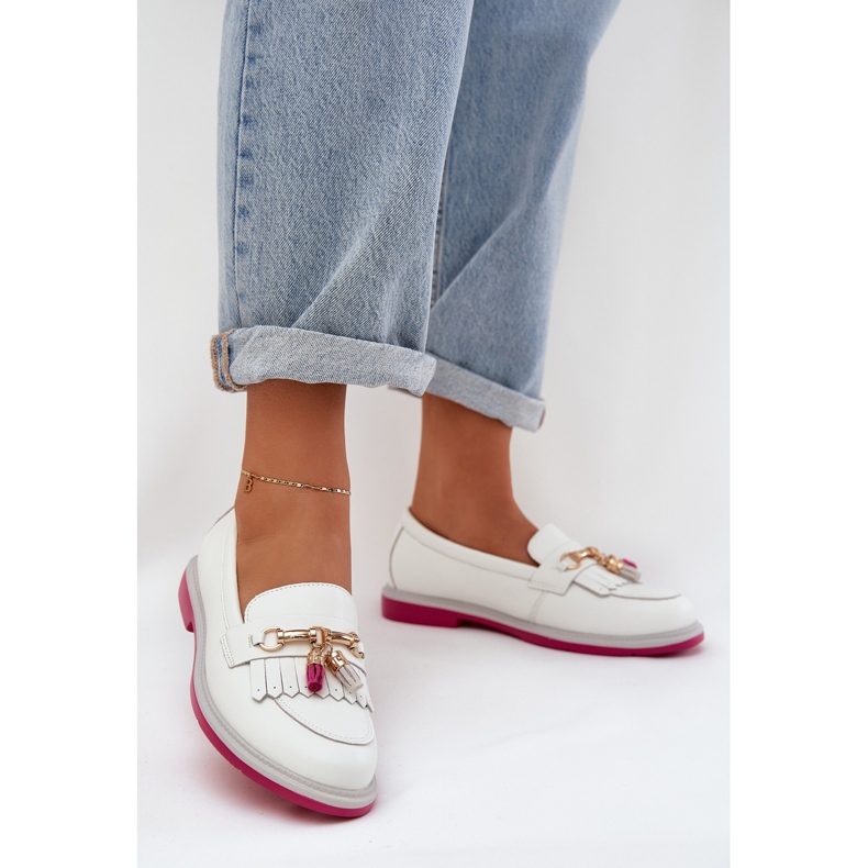 S.Barski Bőr elegáns, lapos sarkú cipők S. Barski LR51-768 Fehér 2