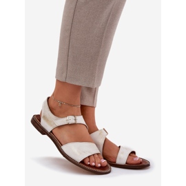 Bőr lapos női szandál Zazoo 3014 Zloty törölt aranysárga 1