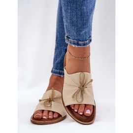 Zazoo 2659 női bőr papucs bézs 2