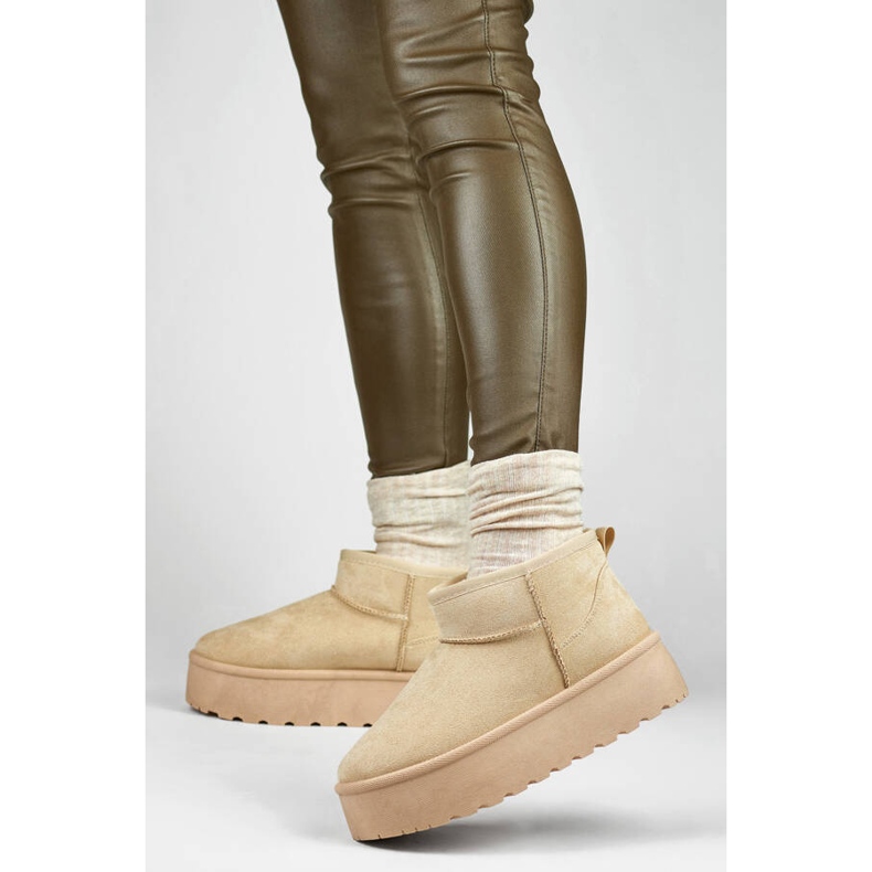 Női platform hócsizma, világos bézs TL242-BE 2