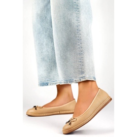 Kényelmes bézs színű női balettlakások masnival GD-XR392A-BE 2