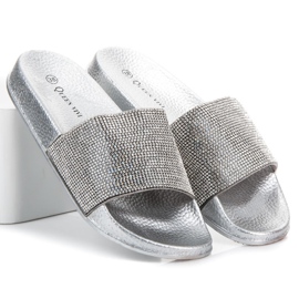 Queen Vivi Papucs kristályokkal szürke 1