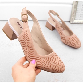 Női velúr teljes, alacsony sarkú szandál, rózsaszín Jezzi RMR2263-4 2