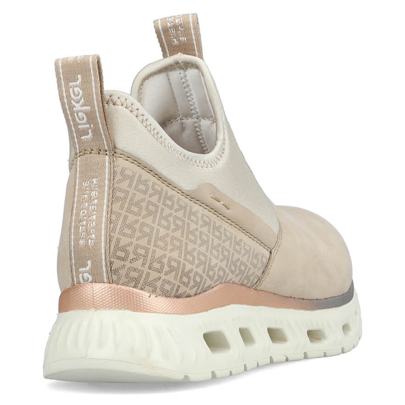 Női kényelmes, magas szárú, bézs színű felbújós cipő Rieker M6053-62 1