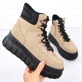 Női bézs csizma vastag platformmal News 7928 1