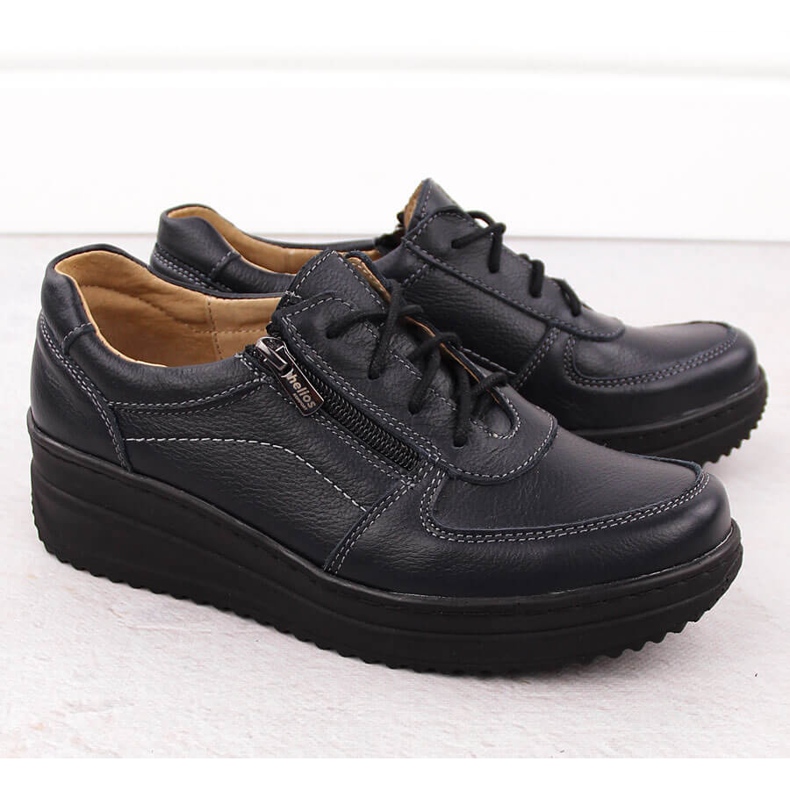 Kényelmes női bőrcipő, sötétkék Helios 419 2