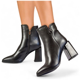 Női hegyes orrú szigetelt bokacsizma, fekete GD-FL2084B 1