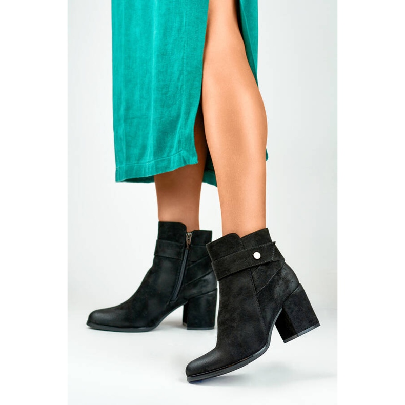 Női velúr bokacsizma, fekete, 260041B-SU 2