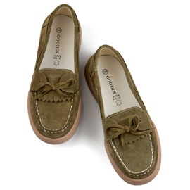 Női bőr mokaszin khaki-zöld Goodin GD-SW4005KH 1