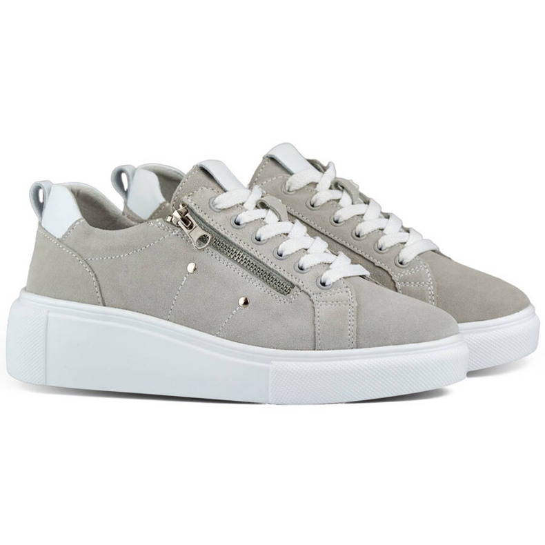 Goodin Női bőr sportcipő a platformon, szürke GD-LX1001G 1