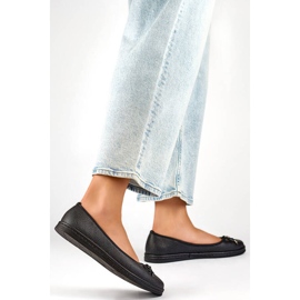 Női kényelmes fekete balettlapos masnival GD-XR392A-B 2