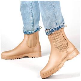 Női Chelsea csizma elasztikus felsőrésszel és zoknival, bézs S27BE 1