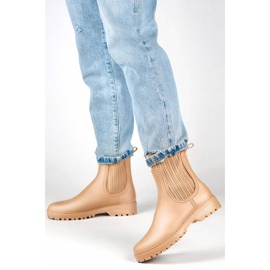 Női Chelsea csizma elasztikus felsőrésszel és zoknival, bézs S27BE 2