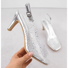 Női átlátszó magas sarkú szandál ezüst cirkóniákkal Potocki WS43317 1