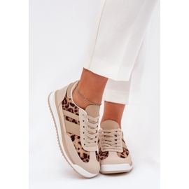 Cipők sportcipő női bézsbarna leopárd nyomtatás 2