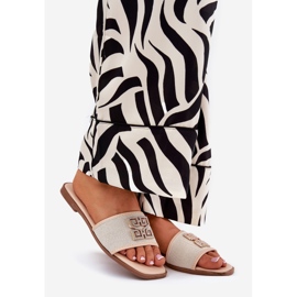 Elegáns női papucs lapos, lapos dekorációs bézs 1