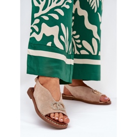 Női szandál lapos öko -bézs ralissokkal 2