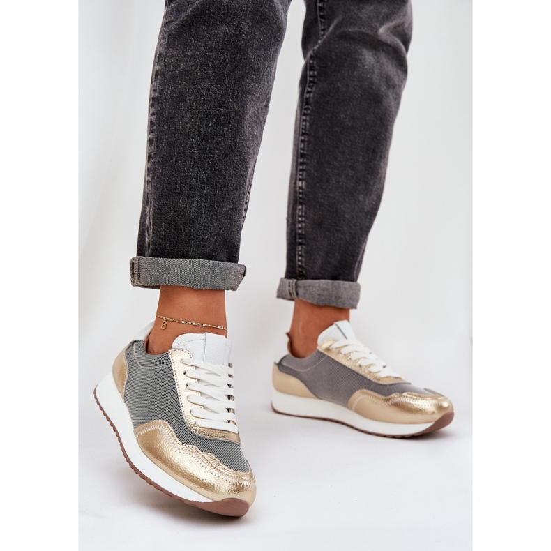 S.Barski Bőr sportcipő cipők női LR51-847 PLN aranysárga 2