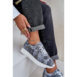 S.Barski Suede mintás sportcipő egy D&amp;A LR51-635 csillogó platformon kék 1