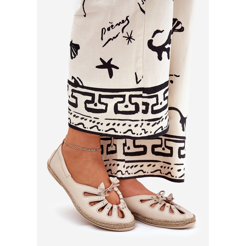 Lapos balerinák természetes bőrből, Zazoo 10179 bézs 1