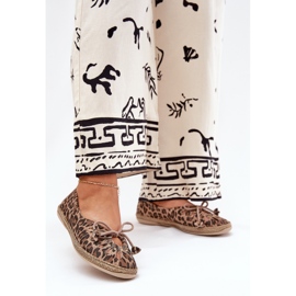 Zazoo Természetes bőr balerinák leopárd leopárd nyomtatás 10179 barna 2