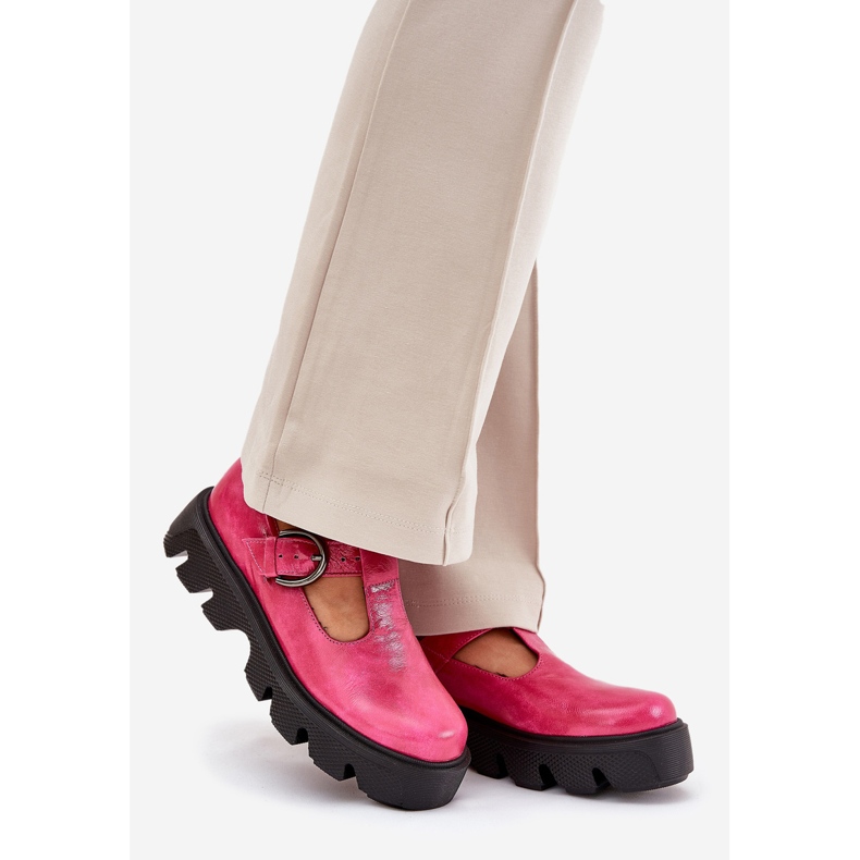 Festett bőr cipő Zazoo csatjal 20183 Fuchsia rózsaszín 1