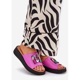 Vinceza Női bőr papucs fukszia díszjével rózsaszín 1