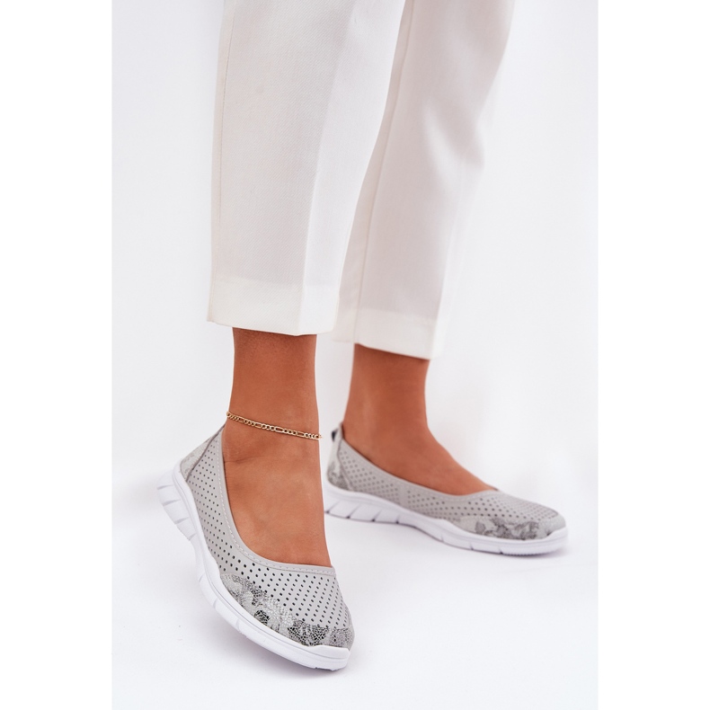 Bőr OpenWork VinceZa Ballerinas 95323 Szürke 2