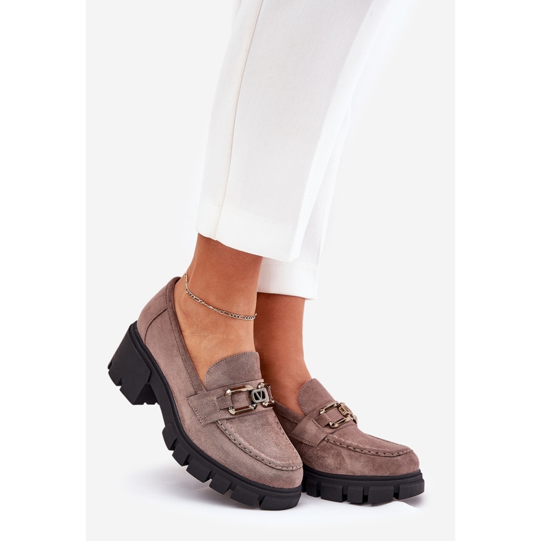 Vinceza Eco Suede Női cipő dekorációval Vincez 39921 sötét bézs 1