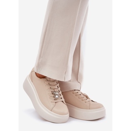 Vinceza Női bőr sportcipő a platformon a Vinceeza 39922 bézsával 1
