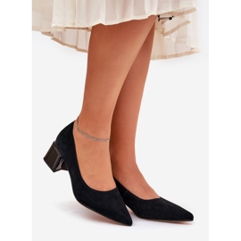 Suede Smooth Pumps hegyes szerszámokkal Vinceza 66736 fekete 1