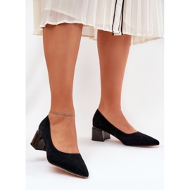 Suede Smooth Pumps hegyes szerszámokkal Vinceza 66736 fekete 2