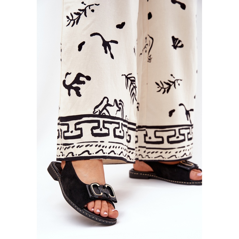 Jezzi Lapos szandál dekorációval öko velúr fekete 2