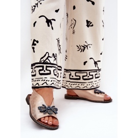 Jezzi Fényes női szandál dekoráció lapos rózsaszín arany 2