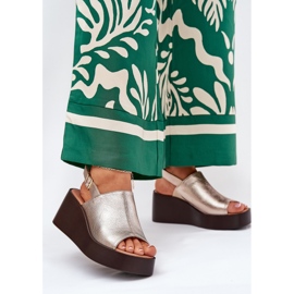 Jezzi Női szandál öko bőrrel a peronon és az arany ékek aranysárga 2