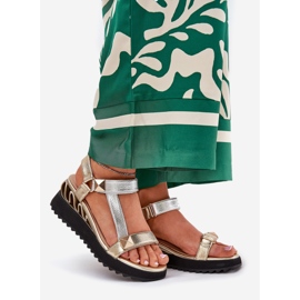 S.Barski Női bőr szandál CR51-135 arany és ezüst aranysárga 1