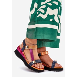 S.Barski Női bőr szandál CR51-135 Navy kék 1