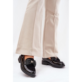 Festett női mokaszinok egy íj S.Barski Hy51-319 fekete 2