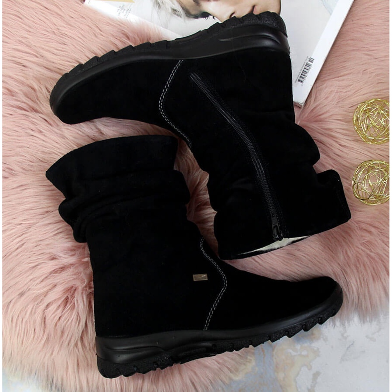 Női hőszigetelt bőrcsizma RIEKER Z7171-01 fekete 1